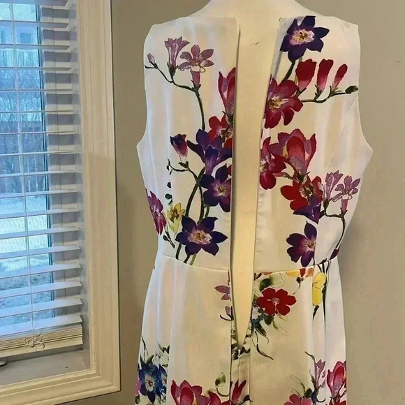 [14]Lauren Ralph Lauren Floral Print Sleeveless White A  Shape Dress - Picture 7 of 11